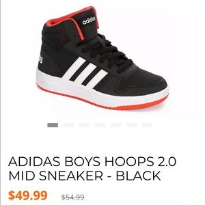 Adidas boys hoops 2.0 mid sneakers. Size 4y